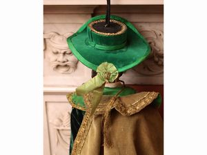 Personaggio maschile con barba e cappello a larghe falde, probabilmente uno dei Bravi manzoniani  - Asta Due case fiorentine - Associazione Nazionale - Case d'Asta italiane