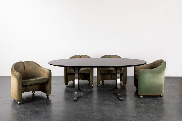 Osvaldo Borsani<br>Eugenio Gerli : Set composto da un tavolo e quattro poltroncine  - Asta Design e Arti Decorative - Associazione Nazionale - Case d'Asta italiane