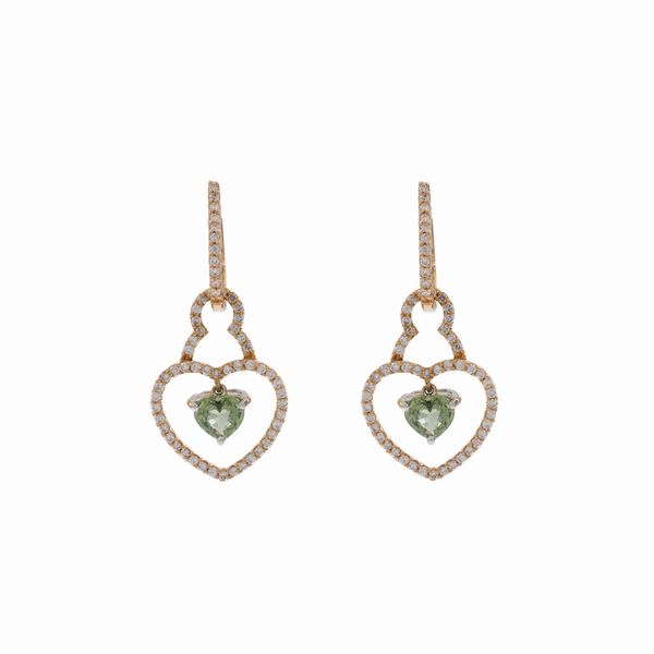 Orecchini pendenti cuori in oro rosa 18kt  - Asta Gioielli Orologi Bijoux Vintage Web Only - Associazione Nazionale - Case d'Asta italiane