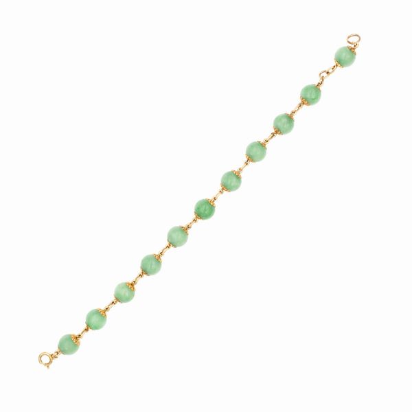 Bracciale in oro giallo 18kt con sfere di giada  - Asta Gioielli Orologi Bijoux Vintage Web Only - Associazione Nazionale - Case d'Asta italiane