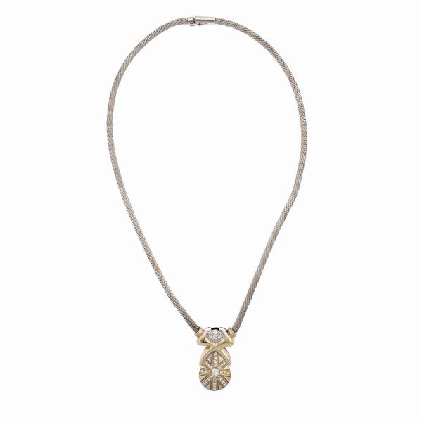 Collana in oro a due colori 18kt e diamanti  - Asta Gioielli Orologi Bijoux Vintage Web Only - Associazione Nazionale - Case d'Asta italiane