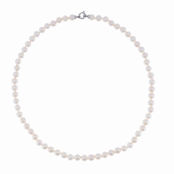 Collana ad un filo di perle coltivate  - Asta Gioielli Orologi Bijoux Vintage Web Only - Associazione Nazionale - Case d'Asta italiane