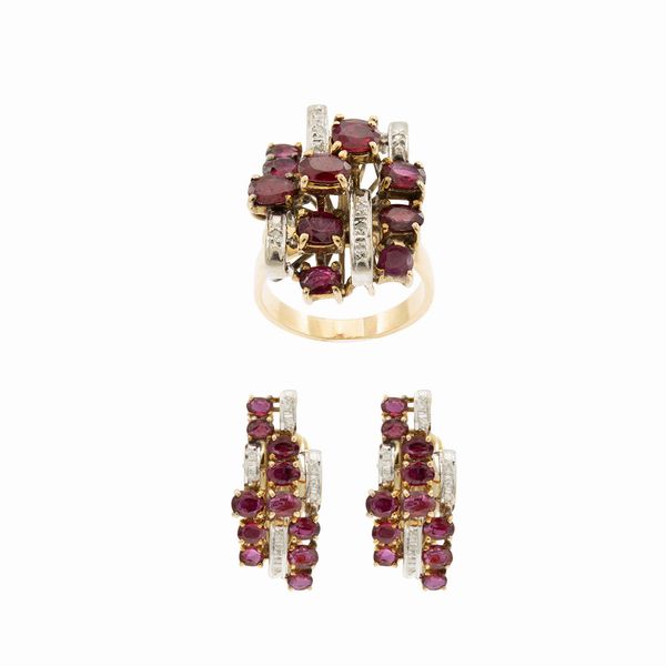 Parure composta da anello e orecchini a lobo  - Asta Gioielli Orologi Bijoux Vintage Web Only - Associazione Nazionale - Case d'Asta italiane