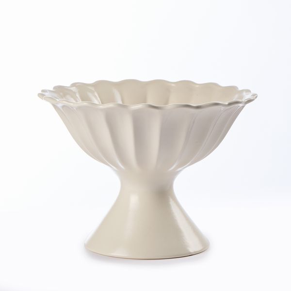 Alzata costolata in ceramica bianca  - Asta LA CASA DELL'ARCHITETTO Asta di Design - Associazione Nazionale - Case d'Asta italiane