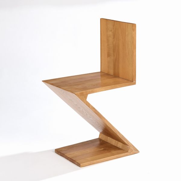 GERRIT THOMAS RIETVELD : Sedia “Zig Zag”  - Asta LA CASA DELL'ARCHITETTO Asta di Design - Associazione Nazionale - Case d'Asta italiane