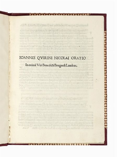 GIOVANNI QUERINI (DI NICOLÒ) : Oratio in eximii viri Benedicti Brugnoli laudem.  - Asta Libri, autografi e manoscritti - Associazione Nazionale - Case d'Asta italiane