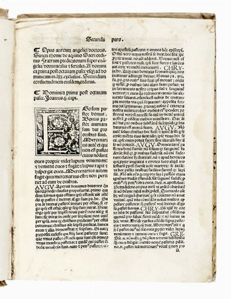 TOMMASO D'AQUINO (SANTO) : [Cathena aurea] Secunda pars.  - Asta Libri, autografi e manoscritti - Associazione Nazionale - Case d'Asta italiane