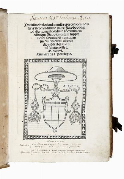 GIACOMO FILIPPO FORESTI : Novissime historiarum omnium repercussiones [...] que Supplementum supplementi Cronicarum nuncupantur...  - Asta Libri, autografi e manoscritti - Associazione Nazionale - Case d'Asta italiane