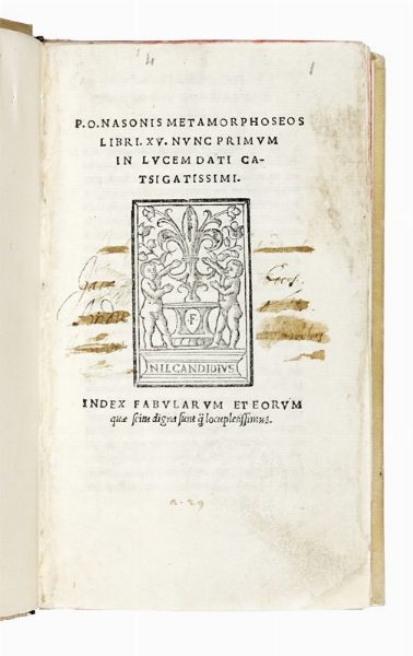 NASO PUBLIUS OVIDIUS : Metamorphoseos.  - Asta Libri, autografi e manoscritti - Associazione Nazionale - Case d'Asta italiane