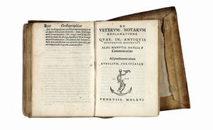 ALDO MANUZIO : Orthographiae ratio [...] Paulli. f. collecta ex libris antiquis grammaticis etymologia Graeca consuetudine nummis ueteribus tabulis aereis lapidibus amplius 1500.  - Asta Libri, autografi e manoscritti - Associazione Nazionale - Case d'Asta italiane