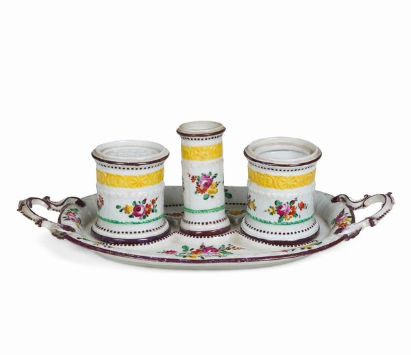 Raro calamaio<BR>Venezia, Manifattura Cozzi, ultimo quarto del XVIII secolo<BR>  - Asta Maioliche e Porcellane - Associazione Nazionale - Case d'Asta italiane