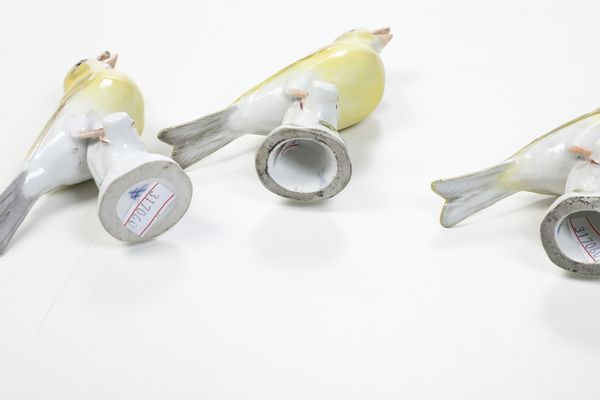 Tre figure di canarino<BR>Meissen, circa met� del XX secolo<BR>  - Asta Maioliche e Porcellane - Associazione Nazionale - Case d'Asta italiane