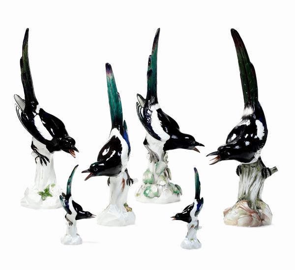 Sei figure di gazze <BR>Meissen, met� del XX secolo<BR>  - Asta Maioliche e Porcellane - Associazione Nazionale - Case d'Asta italiane