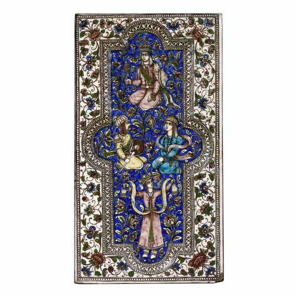 Mattonella<BR>Persia (Iran), periodo Qatar (1779-1925), XIX secolo (1870-1880 circa?)<BR>  - Asta Maioliche e Porcellane - Associazione Nazionale - Case d'Asta italiane