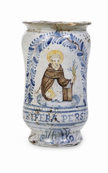 Albarello con Sant’Antonio<BR>Campania, probabilmente Vietri, XVII secolo<BR>  - Asta Maioliche e Porcellane - Associazione Nazionale - Case d'Asta italiane