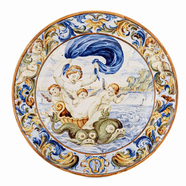 Piatto<BR>Castelli, Giovanni Grue (?), inizio del XVIII secolo<BR>  - Asta Maioliche e Porcellane - Associazione Nazionale - Case d'Asta italiane
