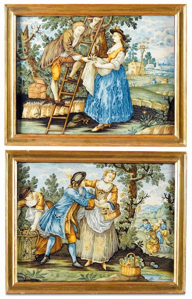 Due targhe<BR>Castelli d�Abruzzo, Carmine o Berardino Gentili il giovane, 1750-1760<BR>  - Asta Maioliche e Porcellane - Associazione Nazionale - Case d'Asta italiane