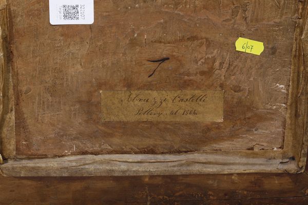 Targa “Cristo dialoga con cinque discepoli” <BR>Castelli, bottega Gentili, ultimo quarto del XVIII secolo  - Asta Maioliche e Porcellane - Associazione Nazionale - Case d'Asta italiane