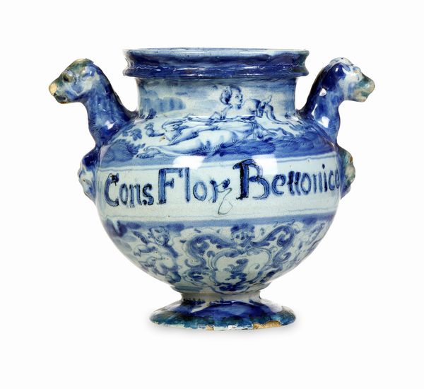 Vaso da elettuari<BR>Savona, fabbrica della società Chiodo e Peirano, probabilmente inizio del XVIII secolo<BR>  - Asta Maioliche e Porcellane - Associazione Nazionale - Case d'Asta italiane