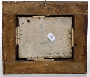 Targa con scena galante<BR>Castelli, Bottega di Carmine Gentili, metà del XVIII secolo  - Asta Maioliche e Porcellane - Associazione Nazionale - Case d'Asta italiane