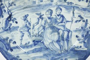 Piatto “reale”<BR>Albisola, fabbrica Grosso, fine del XVII secolo<BR>  - Asta Maioliche e Porcellane - Associazione Nazionale - Case d'Asta italiane