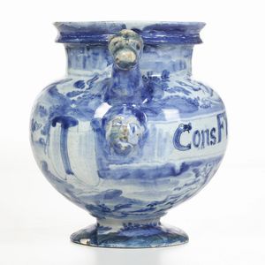 Vaso da elettuari<BR>Savona, fabbrica della società Chiodo e Peirano, probabilmente inizio del XVIII secolo<BR>  - Asta Maioliche e Porcellane - Associazione Nazionale - Case d'Asta italiane