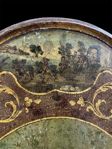 Tavolino a vela italiano laccato e dipinto, Luigi XVI  - Asta  Arredi Antichi, Oggetti d'Arte, Curiosities con una selezione di tappeti - Associazione Nazionale - Case d'Asta italiane
