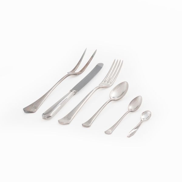 Servizio di posate in metallo argentato. Germania XX secolo  - Asta Argenti e Icone - Associazione Nazionale - Case d'Asta italiane