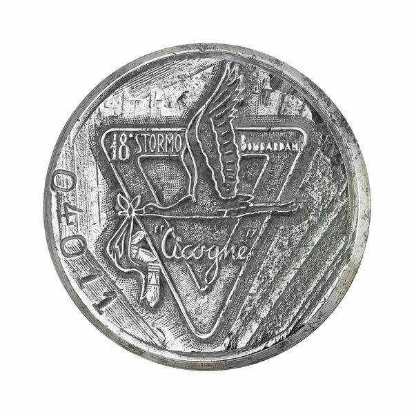 P 18Â° Stormo Bombardamento Cicogne 40 x 39 mm  - Asta Conii e Punzoni della Storica Fabbrica di Medaglie Lorioli (1919-1950) - Associazione Nazionale - Case d'Asta italiane
