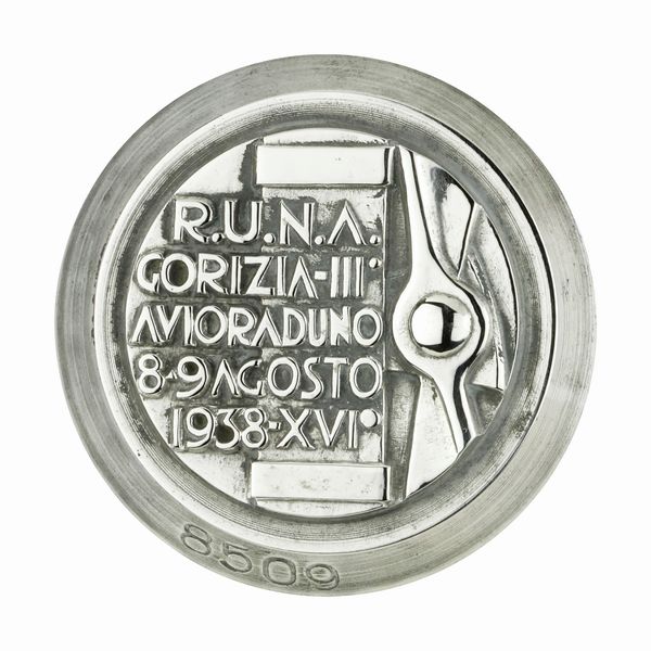 P R.U.N.A. Gorizia IiiÂ° Avioraduno 8-9-Agosto 1938 XVI 41 x 37 mm  - Asta Conii e Punzoni della Storica Fabbrica di Medaglie Lorioli (1919-1950) - Associazione Nazionale - Case d'Asta italiane