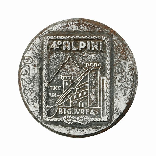 P 4Â° Alpini Tucc Un Btg Ivrea 36 x 40 mm  - Asta Conii e Punzoni della Storica Fabbrica di Medaglie Lorioli (1919-1950) - Associazione Nazionale - Case d'Asta italiane