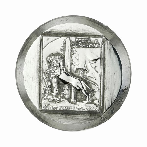 P Forte E Generoso 86Â° Rgt Fanteria Verona 45 x 43 mm  - Asta Conii e Punzoni della Storica Fabbrica di Medaglie Lorioli (1919-1950) - Associazione Nazionale - Case d'Asta italiane