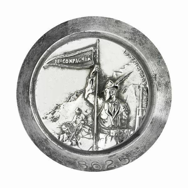 P 18Â° Compagnia 42 x 38 mm  - Asta Conii e Punzoni della Storica Fabbrica di Medaglie Lorioli (1919-1950) - Associazione Nazionale - Case d'Asta italiane