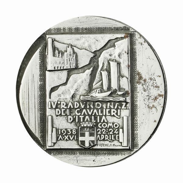 P IV Raduno Dei Cavalieri Del Lavoro Como 22-24 Aprile 1938 A XVIÂ Senesi Milano 43 x 37 mm  - Asta Conii e Punzoni della Storica Fabbrica di Medaglie Lorioli (1919-1950) - Associazione Nazionale - Case d'Asta italiane