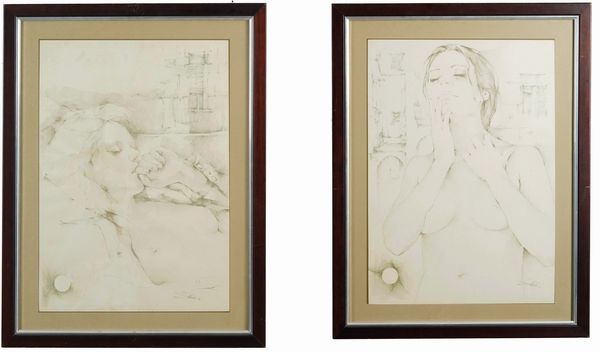 Due disegni moderni  - Asta Dipinti del XIX-XX Secolo - Associazione Nazionale - Case d'Asta italiane