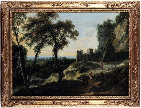 Nicolas-Didier Boguet : Paesaggio con contadini e rovine  - Asta Dipinti del XIX-XX Secolo - Associazione Nazionale - Case d'Asta italiane