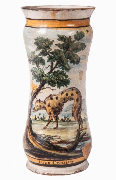 Vaso da farmacia, albarello  - Asta Placchette, Medaglie, Sculture e Ceramiche dal XIV al XIX secolo - Associazione Nazionale - Case d'Asta italiane