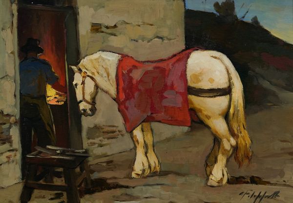 Cafiero Filippelli : Maniscalco e cavalo  - Asta Arte Moderna e Contemporanea - Associazione Nazionale - Case d'Asta italiane