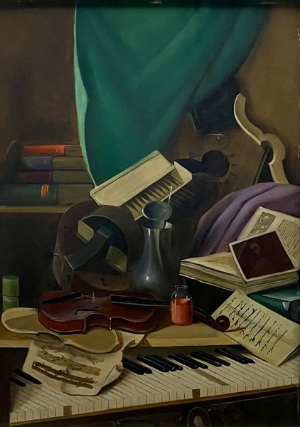 Adriano Gajoni : Natura morta con pianoforte  - Asta Opere da una dimora sul lago di Como e da altre collezioni lombarde - Associazione Nazionale - Case d'Asta italiane