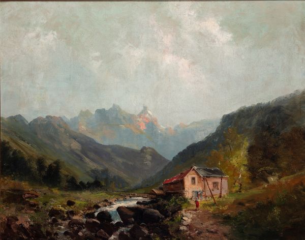 Emile Godchaux : Paesaggio alpino  - Asta Opere da una dimora sul lago di Como e da altre collezioni lombarde - Associazione Nazionale - Case d'Asta italiane