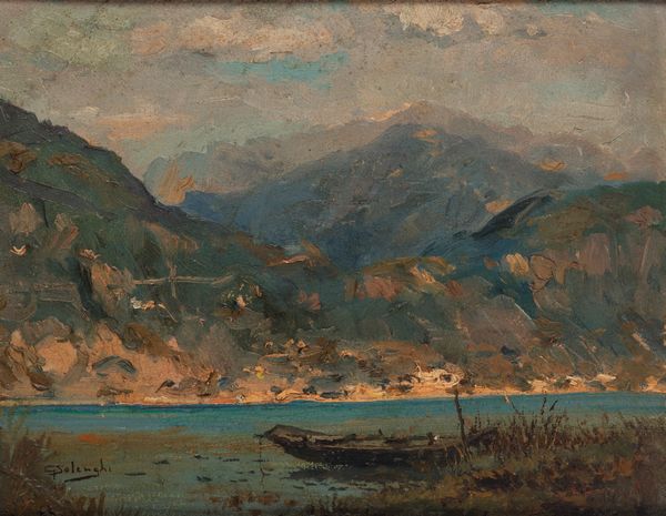 Giuseppe Solenghi : Pallanza vista dalle isole Borromeo  - Asta Opere da una dimora sul lago di Como e da altre collezioni lombarde - Associazione Nazionale - Case d'Asta italiane