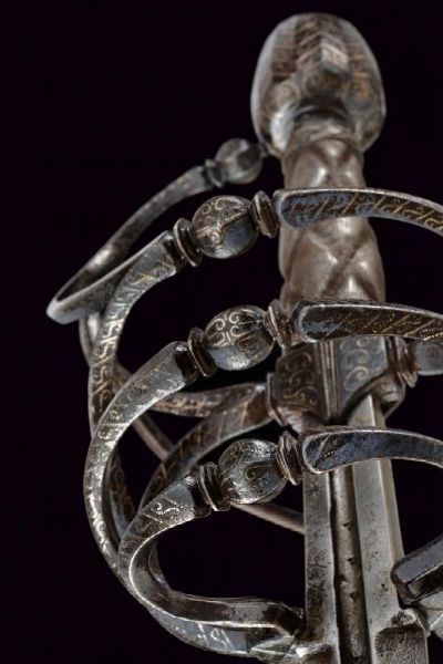 Magnifica spada da cavallo ageminata in argento  - Asta Rare Armi Antiche e Militaria da tutto il mondo - Associazione Nazionale - Case d'Asta italiane