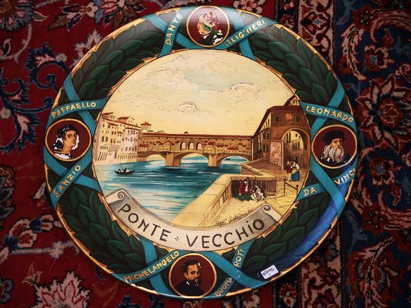 Piatto da parata dipinto in terracotta smaltata  - Asta Dimore fiorentine - Associazione Nazionale - Case d'Asta italiane