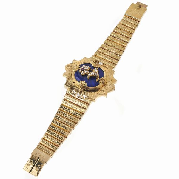 BRACCIALE A FASCIA CON PERLE  - Asta Gioielli  - Associazione Nazionale - Case d'Asta italiane