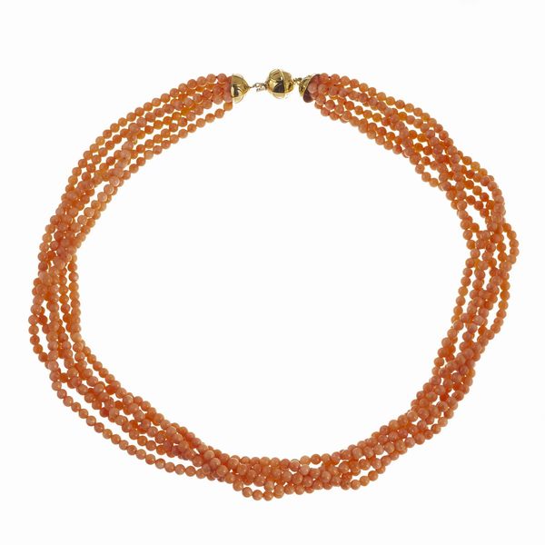 COLLANA TORCHON CON CORALLO ROSA  - Asta Gioielli  - Associazione Nazionale - Case d'Asta italiane