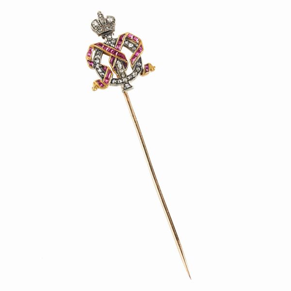 SPILLA CON RUBINI E DIAMANTI  - Asta Gioielli  - Associazione Nazionale - Case d'Asta italiane