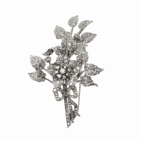 GRANDE SPILLA EN TREMBLANT A TRALCIO FIORITO  - Asta Gioielli  - Associazione Nazionale - Case d'Asta italiane