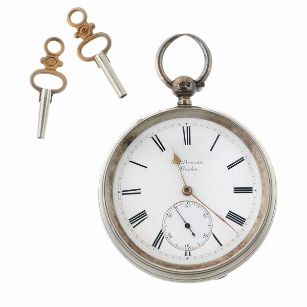 J.W. BENSON LONDON OROLOGIO DA TASCA IN ARGENTO  - Asta OROLOGI - Associazione Nazionale - Case d'Asta italiane