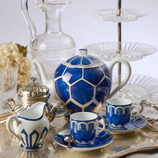 Hermès Bleus D'Ailleurs servizio da caffè in porcellana bianca e blu  - Asta L'Arte della Tavola - Associazione Nazionale - Case d'Asta italiane