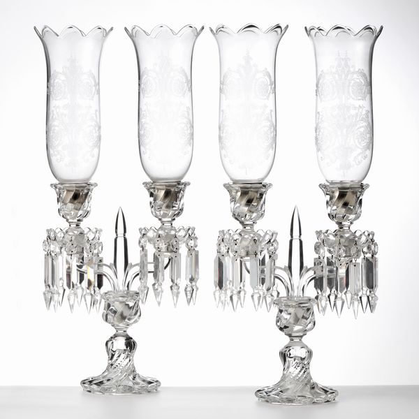 Baccarat coppia di flambeau in cristallo a due luci  - Asta L'Arte della Tavola - Associazione Nazionale - Case d'Asta italiane